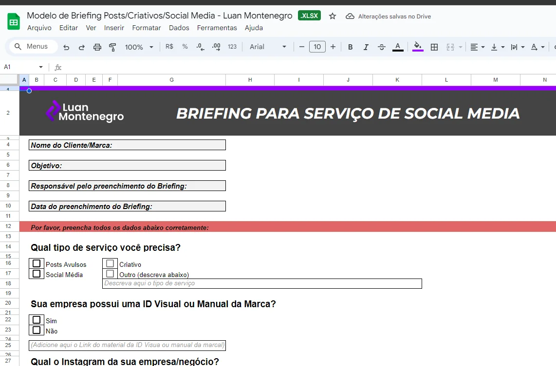 Diversos Briefigns para seus Projetos